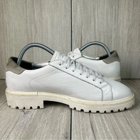 RARE P448 White Leather Chunky Lug Sole Sneaker Boot Shoe Mens Size 8 Women 9.5